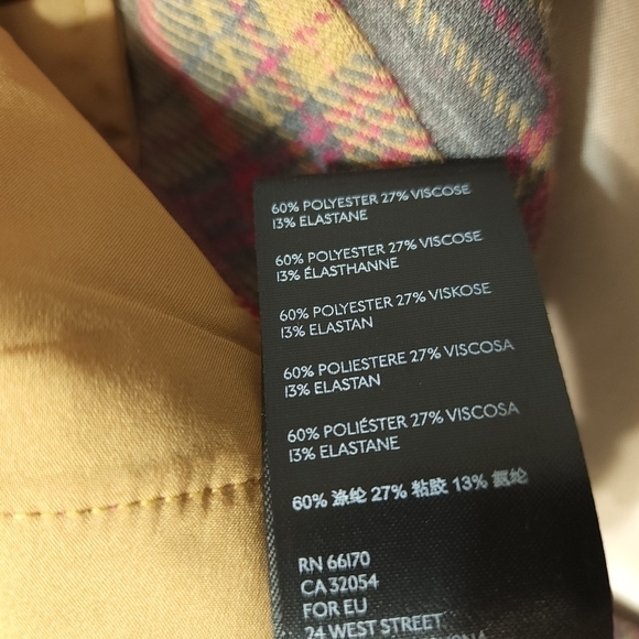 New Anthropologie The Essential Trouser Tan Pink Tartan Plaid  Flared Pa… - Picture 7 of 13